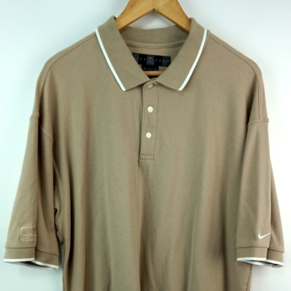 Nike | Shirts | Vtg Nike Swoosh Polo Golf Shirt Tan Beige Khaki Xl ...